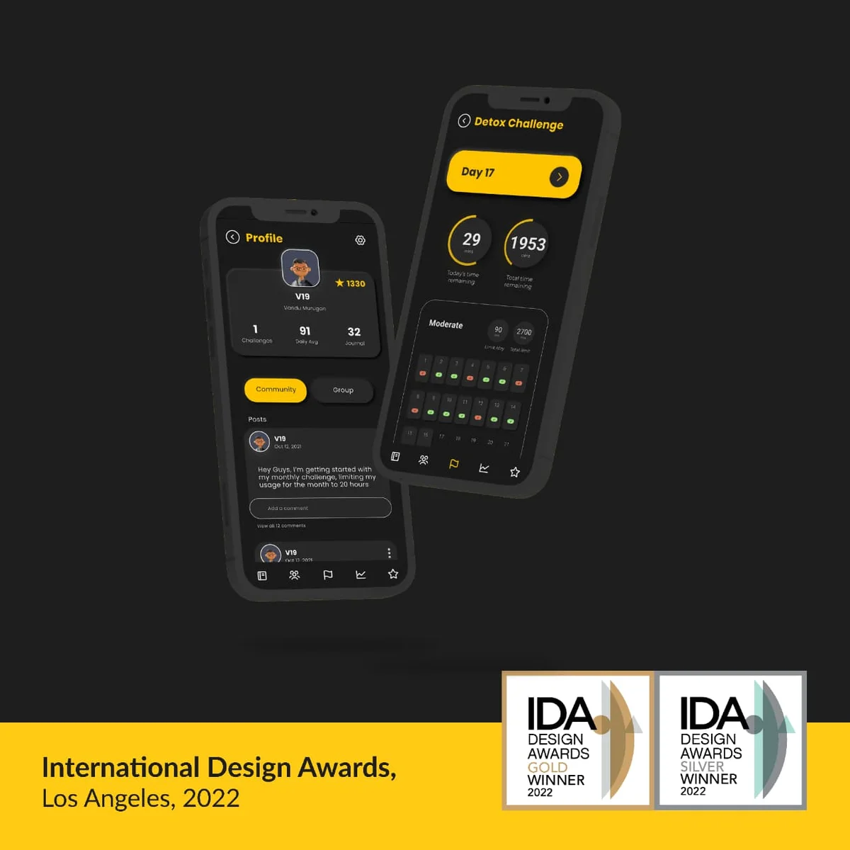 The SOCIAL detox app, IDA Gold and Silver winner 2022