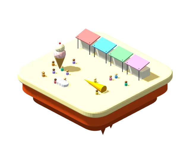 A miniature island illustrating: Tried many different foods