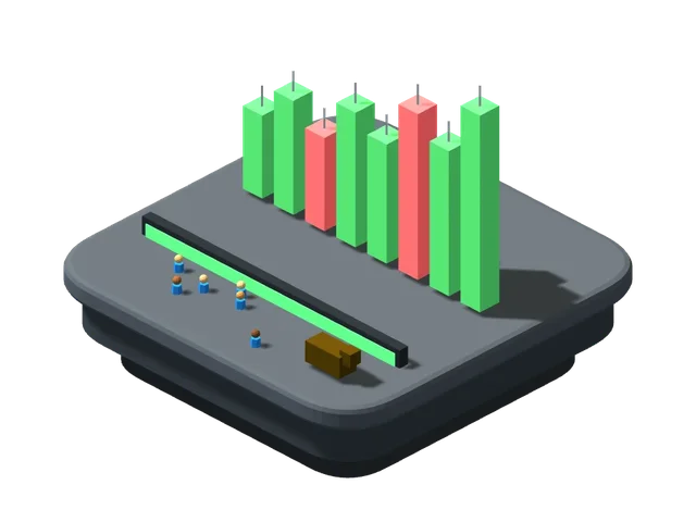 A miniature island illustrating: 10 years in the stock market